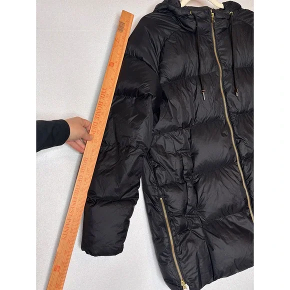 Eddie Bauer Down Black Hooded Puffer Coat Jacket Parka Size L - Picture 9 of 9